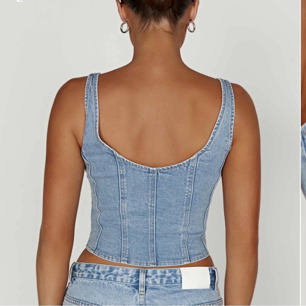 Meshki Light Blue Denim Corset Tank Top - Picture 4 of 7